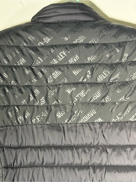 Harley-Davidson Black Puffer Jacket with White Logo Stripe XS - Picture 10 of 16